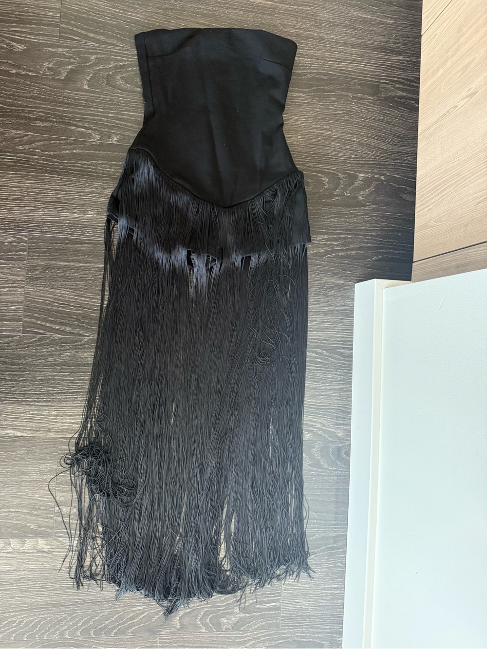 superdown Black Strapless Fringe Romper - Picture 3 of 4
